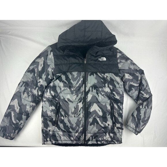 The North Face Jacket Youth 18/20 XL Reversible Winter Coat Camo Black - Picture 1 of 12